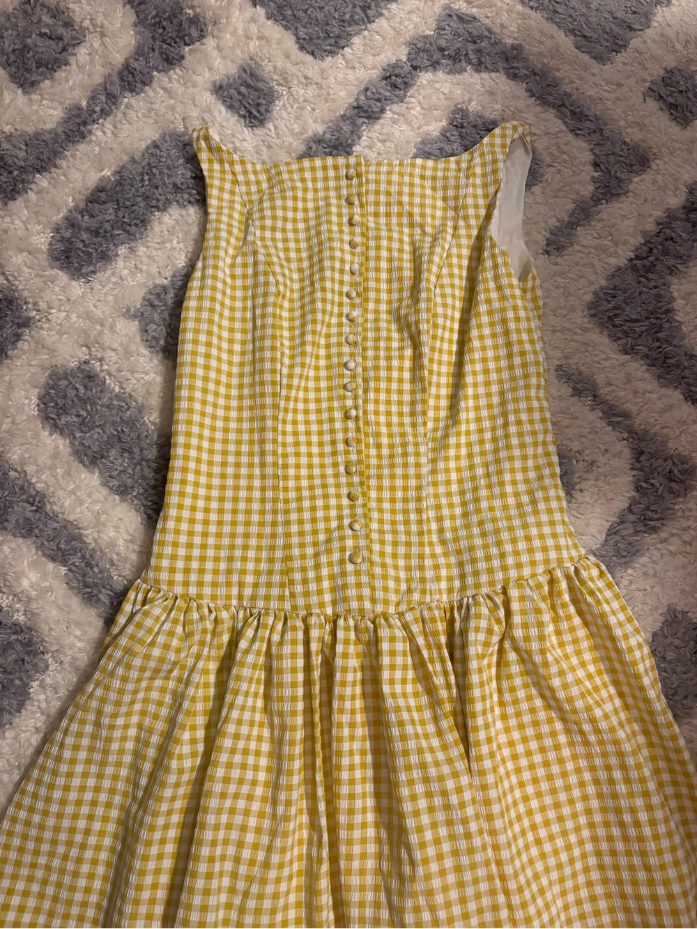 Yellow Gingham Button-Front Sundress, fits like a medium